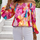 VCAY Camisa De Mujer Con Hombros Descubiertos Y Estampado Geometrico