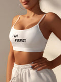 Sujetador Acolchado Inalambrico Con Estampado De Letras Para Mujer