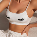 Sujetador Inalambrico Con Estampado De Pestanas Para Mujeres Con Efecto Push-up