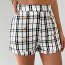Prive Pantalones Cortos De Cuadros De Doble Botonadura Para Mujer