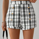 Prive Pantalones Cortos De Cuadros De Doble Botonadura Para Mujer