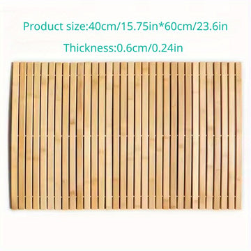 Alfombra de baño de bambú artesanal - Antideslizante, tapete rectangular con diseño geométrico para baño y ducha, 100% fibra de bambú, duradero y de alta calidad