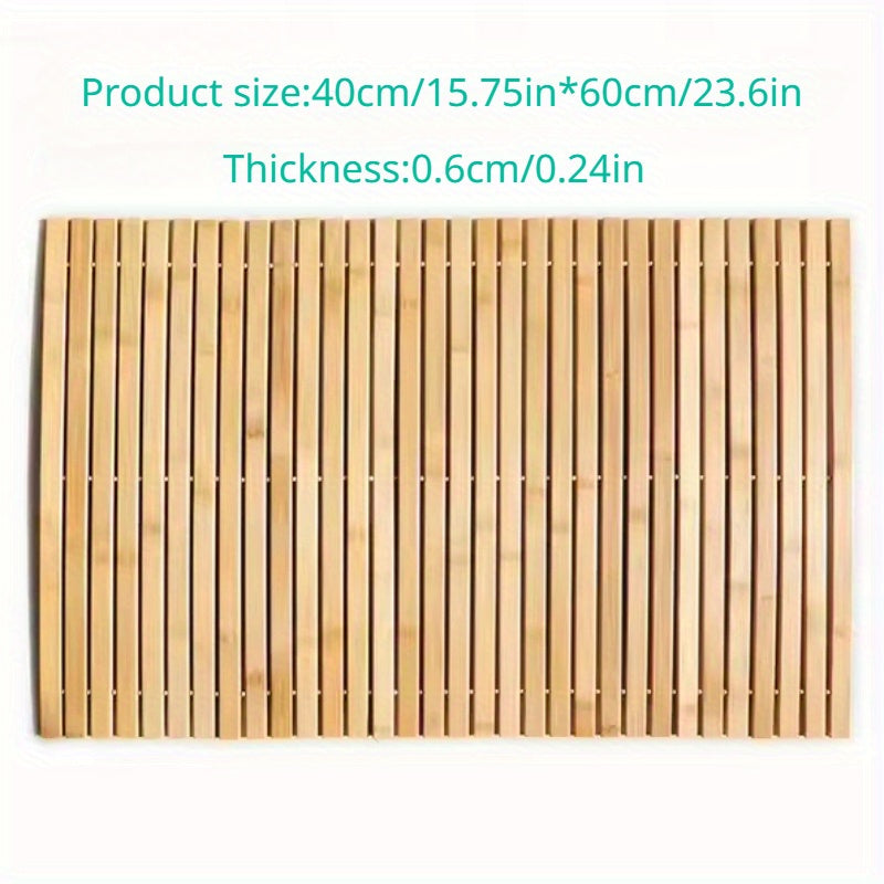 Alfombra de baño de bambú artesanal - Antideslizante, tapete rectangular con diseño geométrico para baño y ducha, 100% fibra de bambú, duradero y de alta calidad