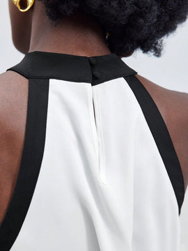 Maija Camisa Sin Mangas Tejida De Cuello Alto Con Bloques De Colores Para Mujer