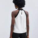 Maija Camisa Sin Mangas Tejida De Cuello Alto Con Bloques De Colores Para Mujer