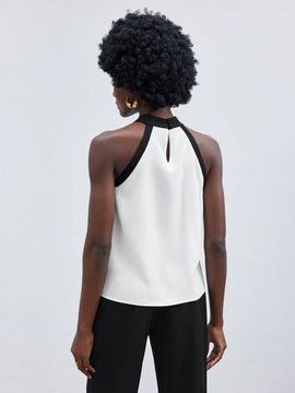 Maija Camisa Sin Mangas Tejida De Cuello Alto Con Bloques De Colores Para Mujer