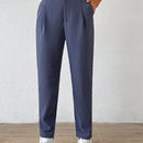 Prive Pantalones Conicos De Cintura Alta Con Bolsillos Para Mujer
