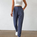 Prive Pantalones Conicos De Cintura Alta Con Bolsillos Para Mujer