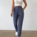 Prive Pantalones Conicos De Cintura Alta Con Bolsillos Para Mujer
