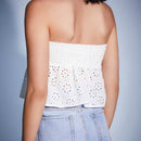 Forever 21 Top Palabra De Honor Bordado Con Busto Fruncido Para Mujer