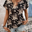 LUNE Blusa Casual Para Mujer Con Estampado Floral Y Escote En Forma De Ojo De Cerradura