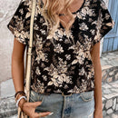 LUNE Blusa Casual Para Mujer Con Estampado Floral Y Escote En Forma De Ojo De Cerradura