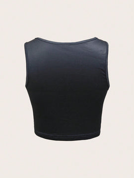 Top sin mangas de cuello redondo y estampado para mujeres, ideal para el verano