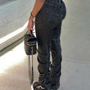 Pantalones con dobladillo plisado y puno arrugado