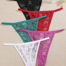 Set de 5 pantaletas de encaje floral con talle bajo sexy para mujer