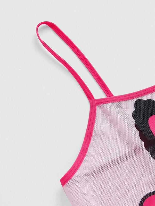 ROMWE Kawaii Conjunto De Ropa Interior Con Diseno De Bloques De Color, Letras Y Estrellas En Impresion De Caricatura