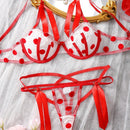 Conjunto De Lenceria De Malla De Lunares