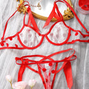 Conjunto De Lenceria De Malla De Lunares