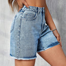 Tall Shorts De Mezclilla Lavados Desgastados Con Dobladillo Crudo