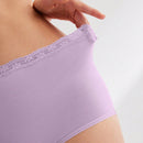 LUVLETTE Conjunto De 3 Panties Cortos De Cintura Alta Para Mujeres Con Encaje, Hechos De Modal