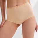 LUVLETTE Conjunto De 3 Panties Cortos De Cintura Alta Para Mujeres Con Encaje, Hechos De Modal