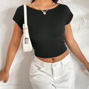 Camiseta Corta Con Mangas De Murcielago Para Mujer