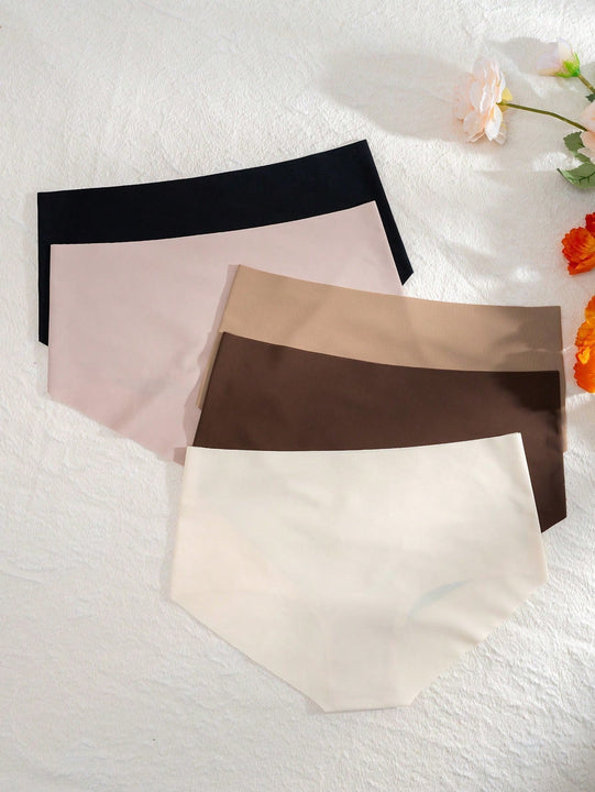 5 Piezas Boxer Briefs Lisos Con Cintura Baja
