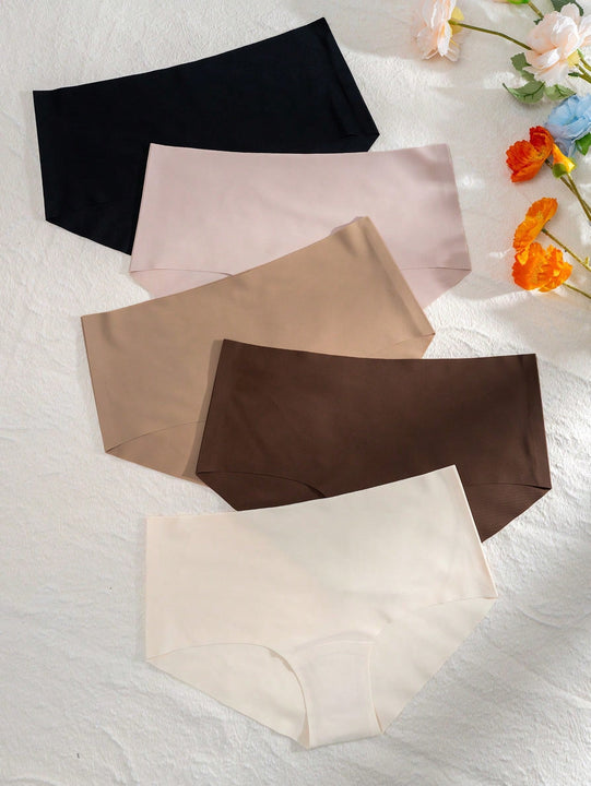 5 Piezas Boxer Briefs Lisos Con Cintura Baja