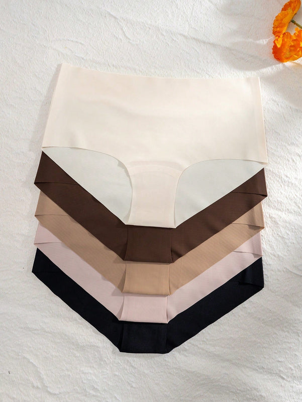 5 Piezas Boxer Briefs Lisos Con Cintura Baja
