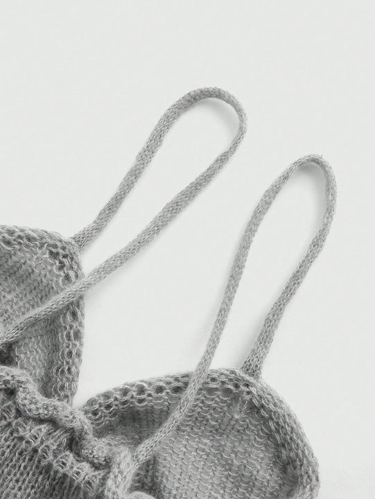 ROMWE Goth Sueter de mujer con hombros al descubierto y tejido calado, con mangas acampanadas y dobladillo enrollado, perfecto para vacaciones