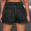 SXY Shorts De Mezclilla Con Detalles Desgastados Y Dobladillo Deshilachado