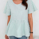 EMERY ROSE Blusa Con Dobladillo Con Volantes A Rayas Para Mujer