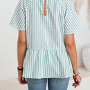EMERY ROSE Blusa Con Dobladillo Con Volantes A Rayas Para Mujer