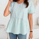 EMERY ROSE Blusa Con Dobladillo Con Volantes A Rayas Para Mujer