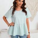EMERY ROSE Blusa Con Dobladillo Con Volantes A Rayas Para Mujer