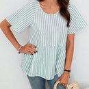 EMERY ROSE Blusa Con Dobladillo Con Volantes A Rayas Para Mujer