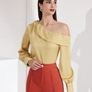 Modely Camisa De Cuello Asimetrico De Color Solido Para Mujer