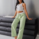 Essnce Pantalones Rectos De Alto Nivel Femenino Con Bloque De Color En La Cintura