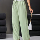 Essnce Pantalones Rectos De Alto Nivel Femenino Con Bloque De Color En La Cintura