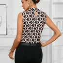 Prive Camisa Sin Mangas Para Mujer Con Cuello Alto Y Estampado Geometrico