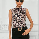 Prive Camisa Sin Mangas Para Mujer Con Cuello Alto Y Estampado Geometrico