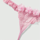 ROMWE Kawaii Conjunto De Lenceria Dulce Y Romantico Con Encaje Y Flores 3d Para Mujer