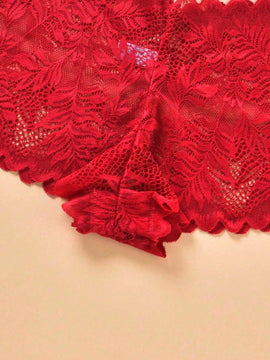 3 Piezas/set Bragas Sexys De Encaje Ahuecadas Para Mujeres