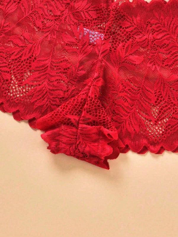 3 Piezas/set Bragas Sexys De Encaje Ahuecadas Para Mujeres