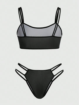 ROMWE Hippie Conjunto De Bralette Y Braga Sin Cables Con Estampado De Girasoles Y Vid