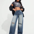 EZwear Jeans Lavados Y Desgastados Con Agujeros Para Mujer