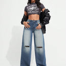 EZwear Jeans Lavados Y Desgastados Con Agujeros Para Mujer