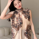 DAZY Blusa De Chifon Con Estampado Floral, Sin Hombros Y Con Cabestrillo