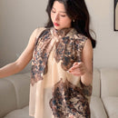 DAZY Blusa De Chifon Con Estampado Floral, Sin Hombros Y Con Cabestrillo