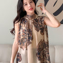 DAZY Blusa De Chifon Con Estampado Floral, Sin Hombros Y Con Cabestrillo
